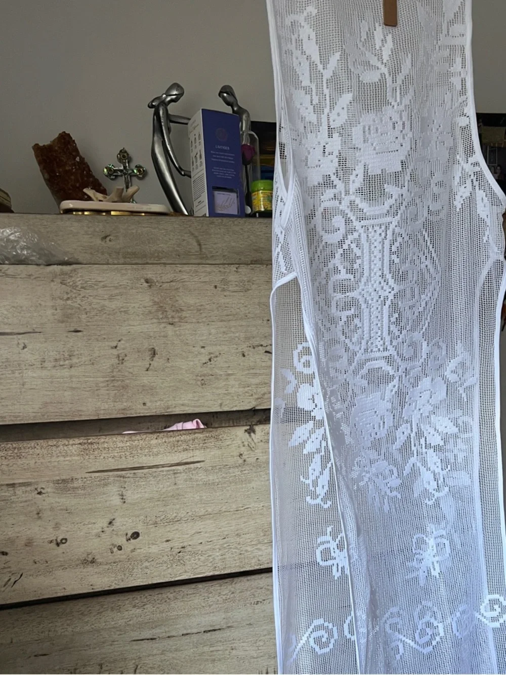 SKIMS White Floral Mesh long dress Cover-Up